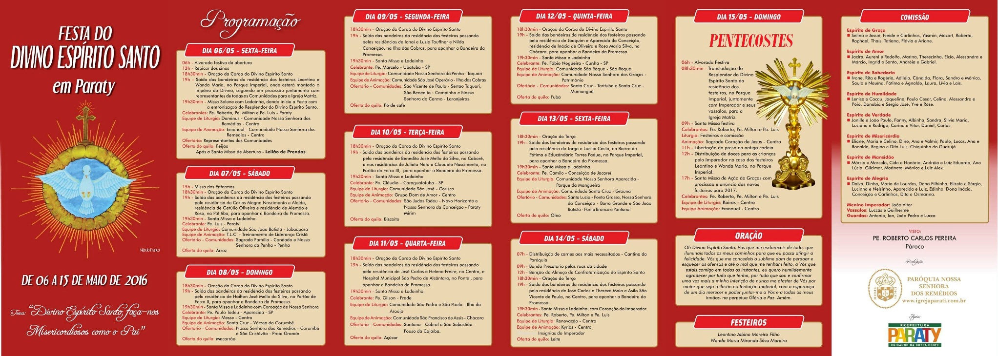 Festa do Divino Espírito Santo | Programação Religiosa