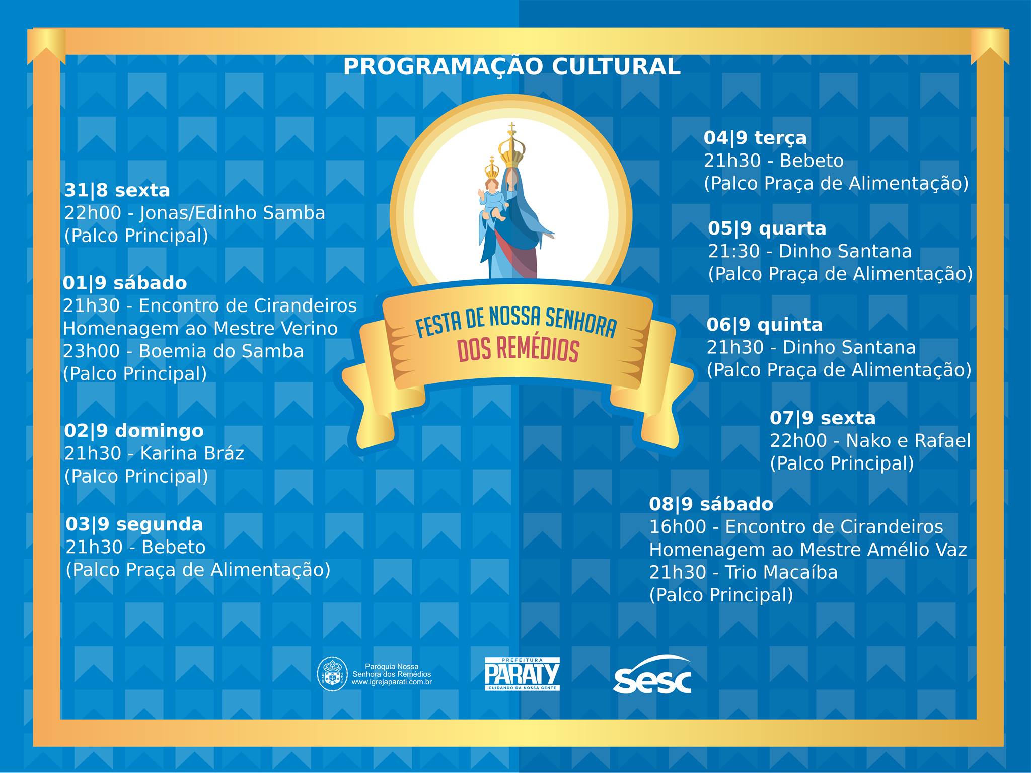 Festa de N. Sra. dos Remédios – Programação Cultural