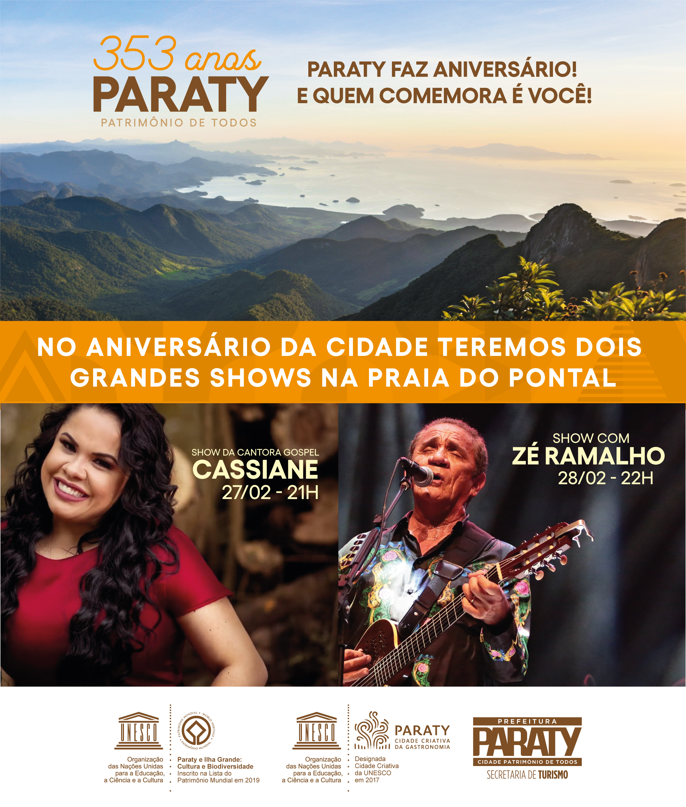 Secretaria de Turismo anuncia shows para o aniversário de Paraty!