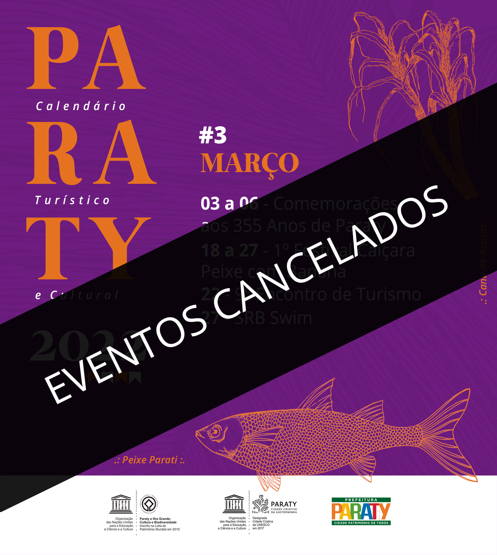 Eventos do Calendário são suspensos para o mês de março